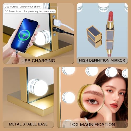 Vanity Mirror with Lights 19.7''x16.6'' Makeup Mirror with Lights Lighted Up - Image 4