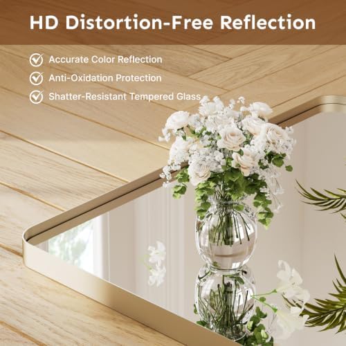 Kosmonia 20x16 Inch Bathroom Vanity Mirror Brushed Champagne Gold - Image 4
