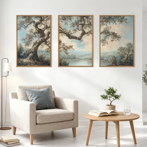 BINCUE Large Nature Wall Art Vintage Tree Artwork Set of 3 Forest Painting - Image 3