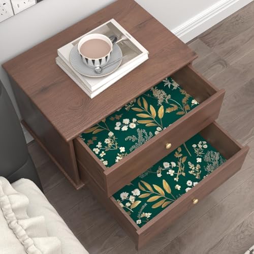 Laatse Vintage Dark Green Gold Floral Peel and Stick Wallpaper 17.5"x393" - Image 2