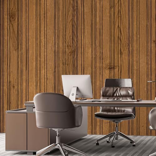 Art3d 104 x 12 Inch Wood Grain Wainscoting Wall Panel, Natural Teak - Image 3