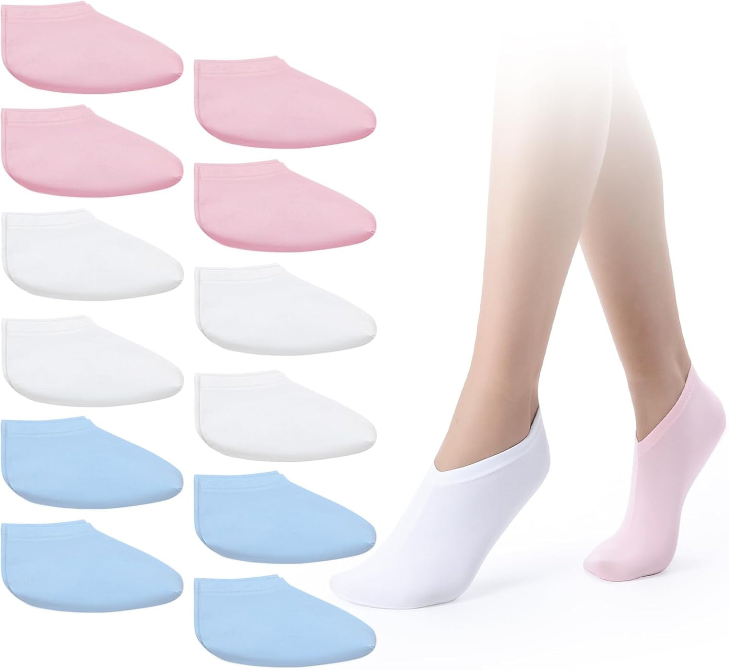 12 Pairs Moisturizing Socks Overnight for Dry Feet Cotton Spa Lotion Cotton Moisture Enhancing Cosmetic Moisturizing Socks for Women Men Foot Care Dry Cracked Feet (Bright,Mix Color)