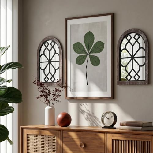 Set of 2 Arched Window Wall Mirror, Rustic Farmhouse Accent Mirror - Image 3
