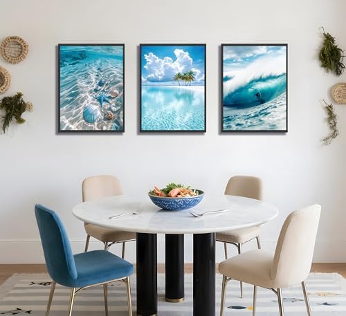 JWDXNOOK 3pcs Blue Ocean Canvas Prints Wall Art 12x16 inches - Image 4