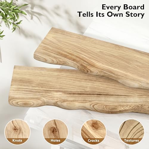 Organic Wavy Edge Floating Shelves, Hidden Brackets, 2 Pack 24 in - Image 5