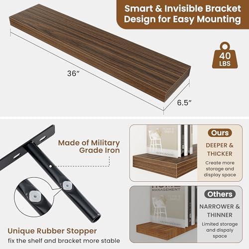 Floating Shelves for Wall, Wall Mounted Wood Shelves - Image 3