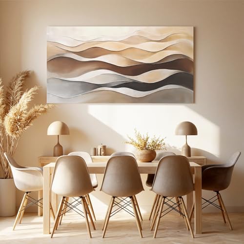 Brown White Abstract Canvas Wall Art Decor - Image 3