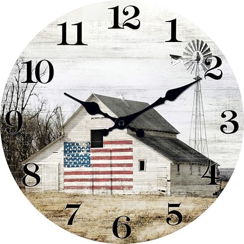 XFM Farmhouse Wall Clocks Battery Operated 12 Inch Silent Rustic Barn by XFMWallClock