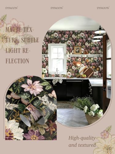 Vintage Peel and Stick Wallpaper Floral Contact Paper Subtle Shimmer Black - Image 4