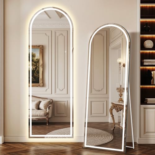Delma LED Arched Full Length Mirror, Dimmable & 3 Color Lighting, by Delma