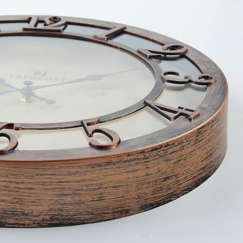 Lafocuse 12 Inch Brown Kitchen Farmhouse Wall Clocks Battery Operated - Image 6