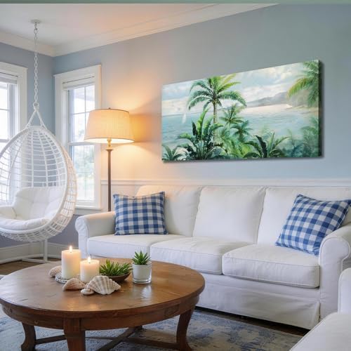 Anolyfi Palm Tree Green Tropical Canvas Wall Art - Image 3