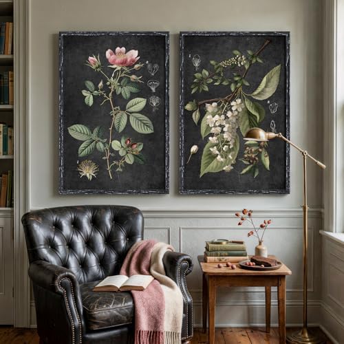 Large Framed Vintage Floral Botanical Wall Art - Image 2