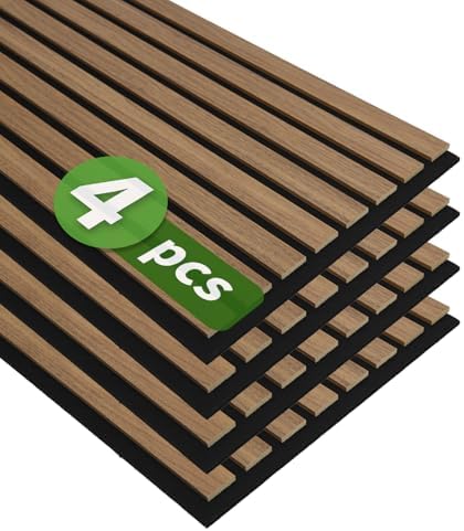 Art3d 12" x 93" Acoustic Wood Slat Wall Panel, 31 sq.ft, Deep Walnut by Art3d