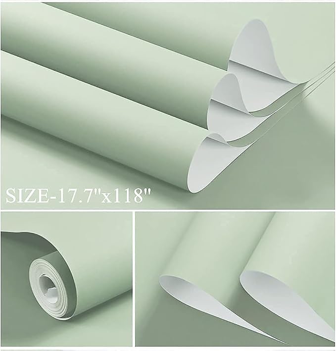 Dimoon 236''x23.6'' Green Peel and Stick Wallpaper Contact Paper Modern Self - Image 2