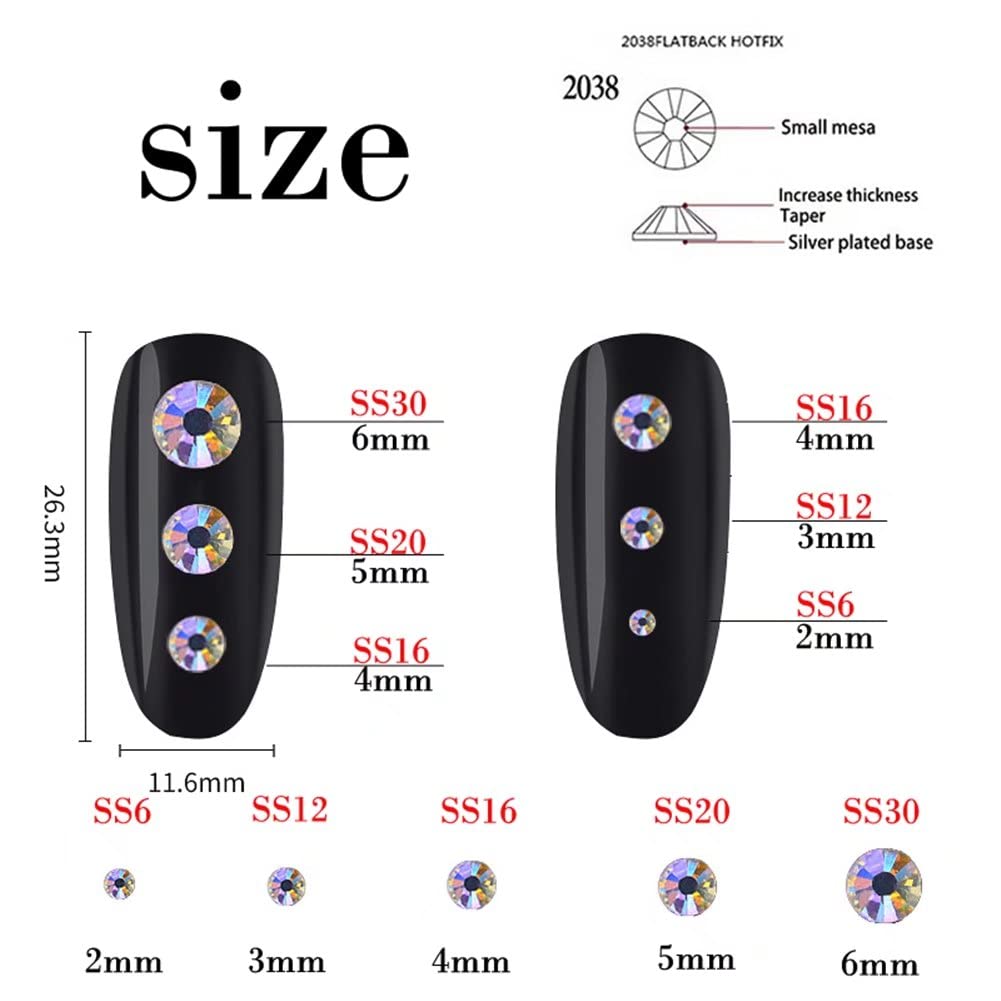 500 Pieces SS30 6mm Flatback Rhinestones Clear Glass Round Gems Crystals for Nail Art DIY Crafts Clothes Shoes Bags （Black）