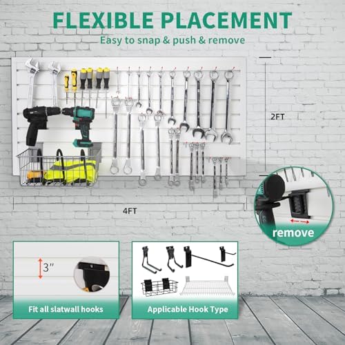 FRAYSCENT Slat Wall Paneling Garage Slat Wall Storage Systems Slatwall Panels - Image 3