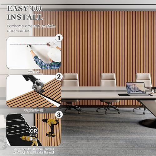 2 Pack 105.9" x 20.5" x 0.8" Acoustic Wall Panels Sound Absorbing, Wood Slat - Image 7