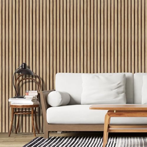 Arthome 17''x120'' Wood Slat Wallpaper Peel and Stick self Adhesive Wood - Image 2