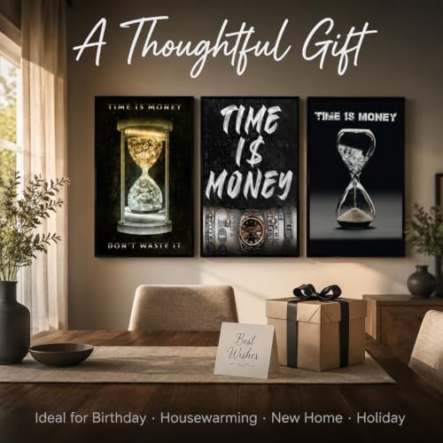 3Pcs Time Is Money Unframed Canvas Wall Art, Inspirational Business Decor - Image 6