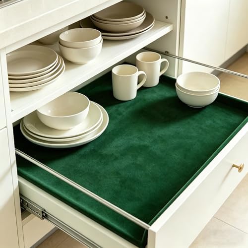 15.8"x237" Premium Luxury Green Velvet Drawer Liner Soft Velvet Fabric - Image 2