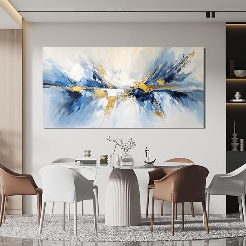 YISXINOAG Gold Blue Abstract Wall Art Modern Canvas Artwork Print 20"X40" - Image 4