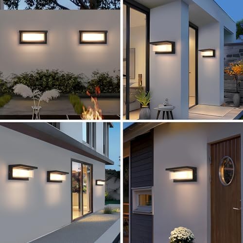 2 Pack 24W LED Outdoor Wall Lights Exterior/Interior Adjustable 3-Color Sconces - Image 2