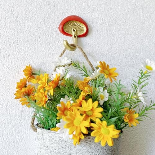 Rustic Mushroom-Shaped Decorative Wall Hook Rack Hangers - Image 2