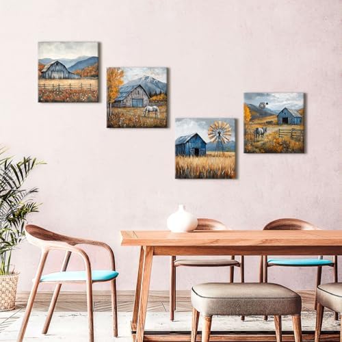 Colorful Wildflower Wall Art Farmhouse Barn Pictures Wall Decor Autumn Mountain - Image 3