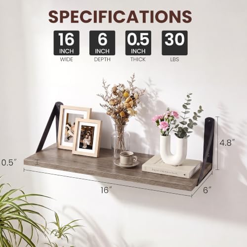 Wall Shelves 6 Inch Deep, 16 x 6 Set of 2 - Image 3