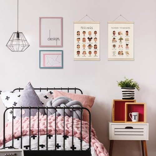 Emotions Feelings Chart for Kids, Calming Techniques Poster Hanger Frame - Image 4