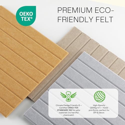 MaxGear Bulletin Board 36" x 24", Longan Tan Felt Wall Tiles Room Decor - Image 3