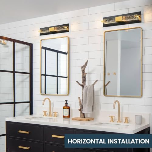 WOSHITU LED Wall Sconce Light: 19 Inch Black & Gold Modern Sconces Wall - Image 5