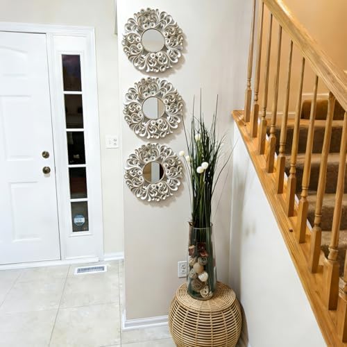 DXYAKY 3 Pack Floral Ornate Decorative Wall Mirror - Image 5