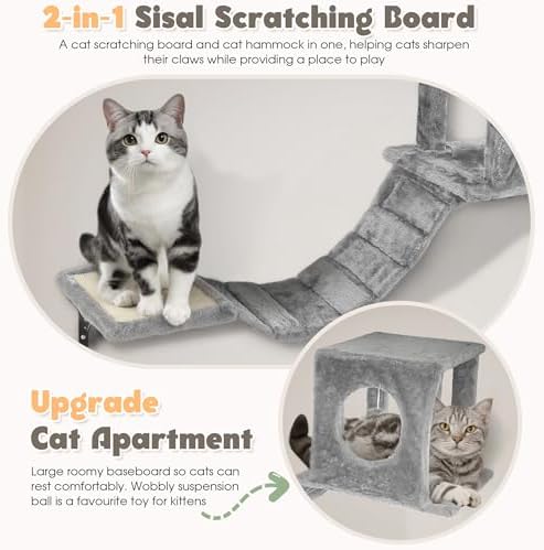 7-in-1 Cat Wall Shelves, Space-Saving Wall Mounted Cat Shelves - Image 4
