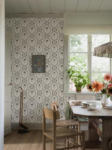 Orainege Vintage Wallpaper Peel and Stick Brown Floral Wallpaper - Image 6