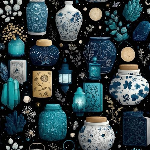 Vintage Vase Peel and Stick Wallpaper, Dark Academia Celestial Wallpaper by Unknown