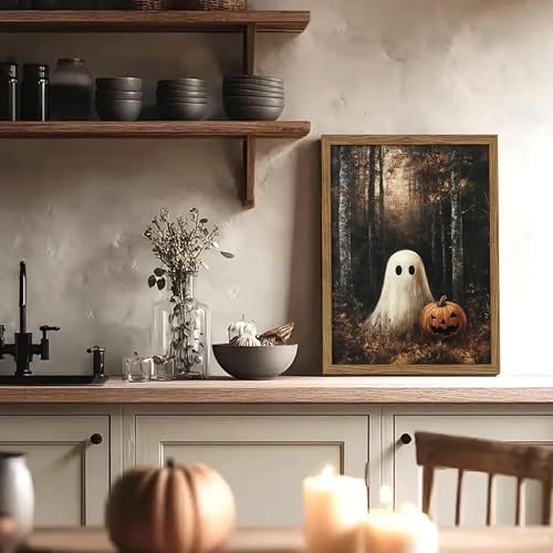 Framed Vintage Halloween Ghost Wall Art, Cute Ghost - Image 2