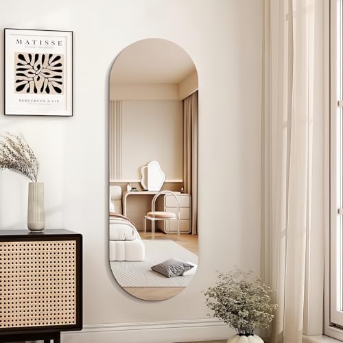 Niccy Oval Full Length Mirror, Frameless Wall-Mounted Mirror - Image 2