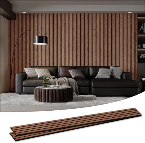2 Pack 105.9" x 12.6" x 0.8" Acoustic Wall Panels Sound Absorbing, Wood Slat by LDB_BUILDING
