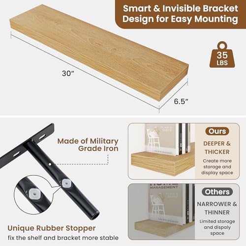 Floating Shelves for Wall, Wall Mounted Wood Shelves - Image 3