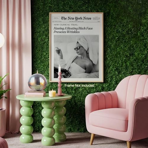 Funky Girl Preppy Aesthetic Posters Black And White Newspaper Wall Art 16x24in - Image 4