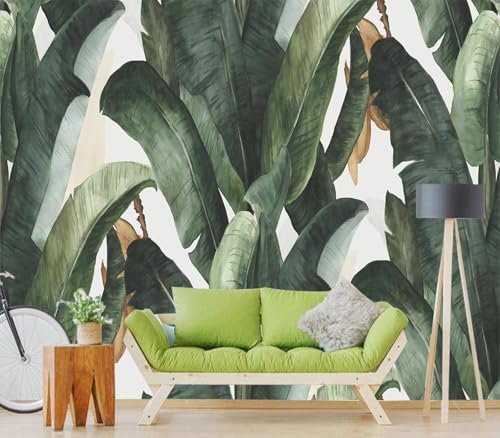 Tropical Watercolor Green Banana Leaves Wallpaper Peel Stick - Image 2