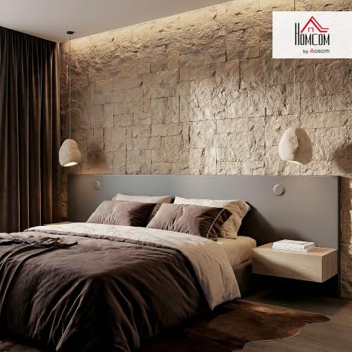 HOMCOM 3D Faux Stone Wall Panels Water-Resistant 4' x 2' Beige - Image 2