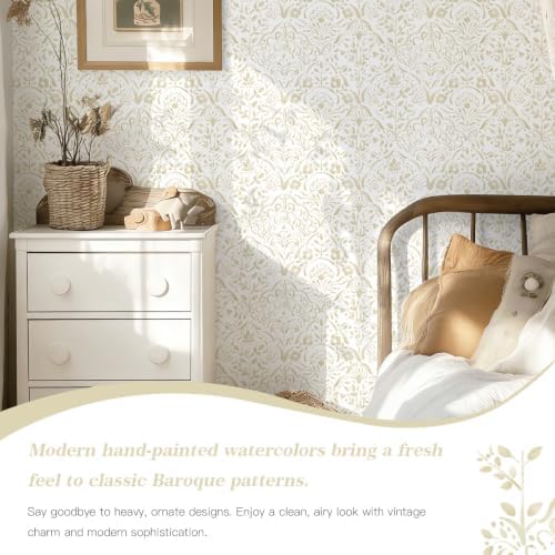 Heroad Peel and Stick Wallpaper Boho Modern Wallpaper Beige Floral Contact - Image 2