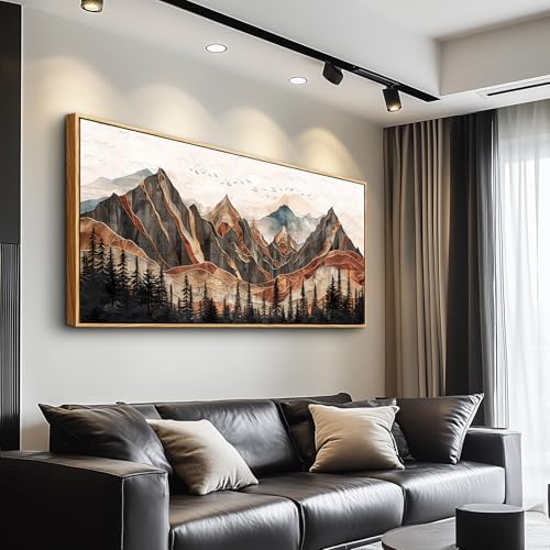 XIGUANGART Mountain Framed Wall Art, Long Horizontal Mountains Wall Decor - Image 3