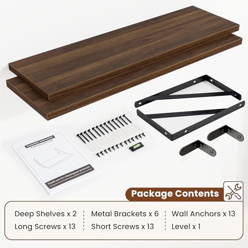 Deep Wall Shelves 36"W x 8"D Engineered Wood Floating Shelves - Image 4
