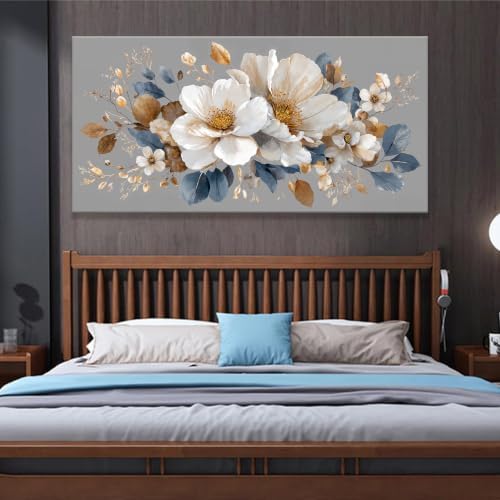 White Floral large Canvas Wall Art - Image 5