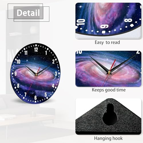 SPUNKER Clocks for Living Room, Spiral Galaxy Kitchen Wall Clock, Milky Way - Image 4