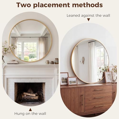 Sweetcrispy 20 Inch Round Wall Mirror, Bathroom Mirrors - Image 5
